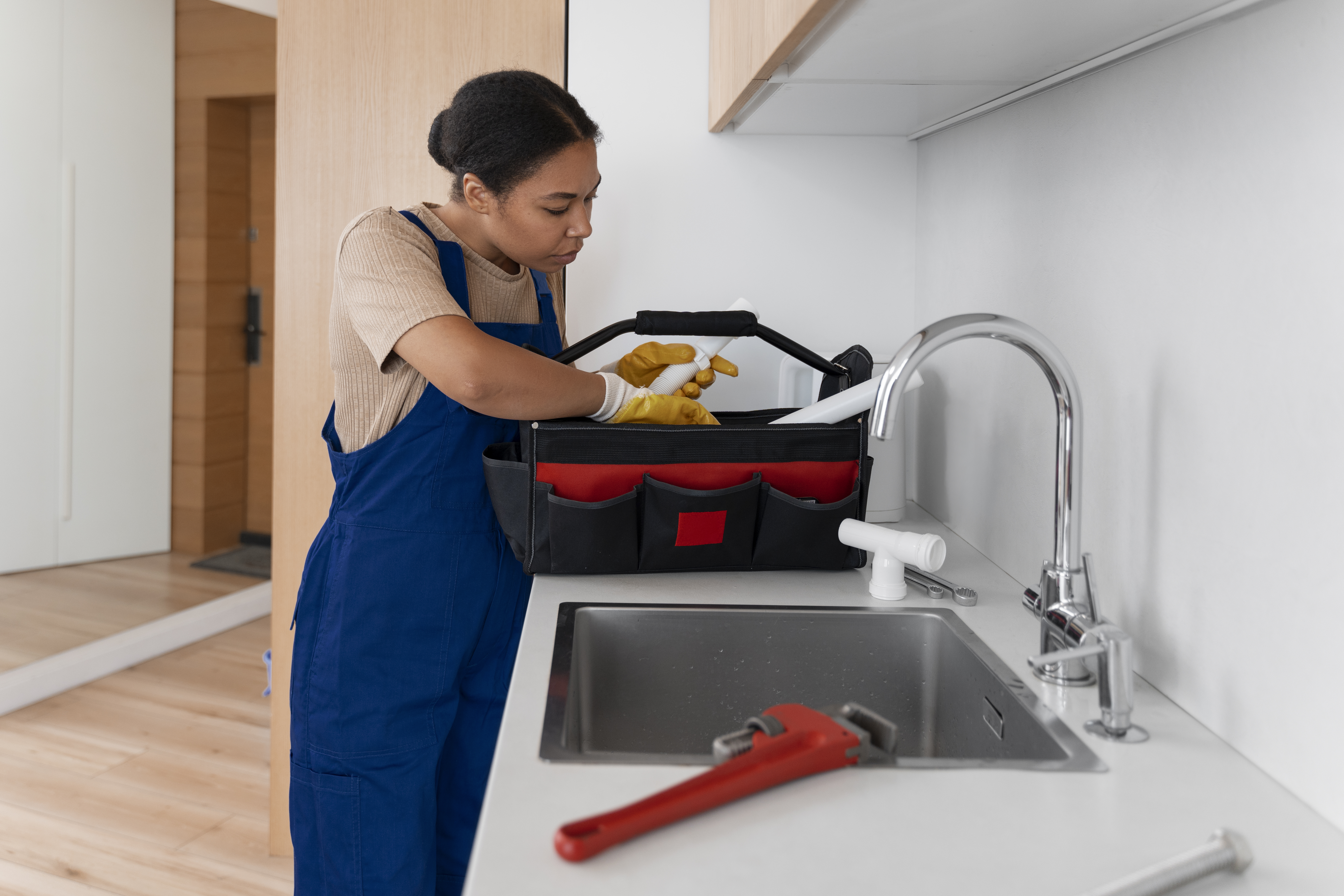 Professional plumber providing service